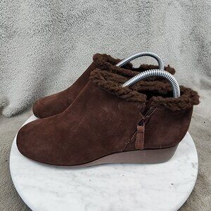 Cole Haan Shoes Womens Size 7 Brown Suede Callie Waterproof Zip Wedge Booties